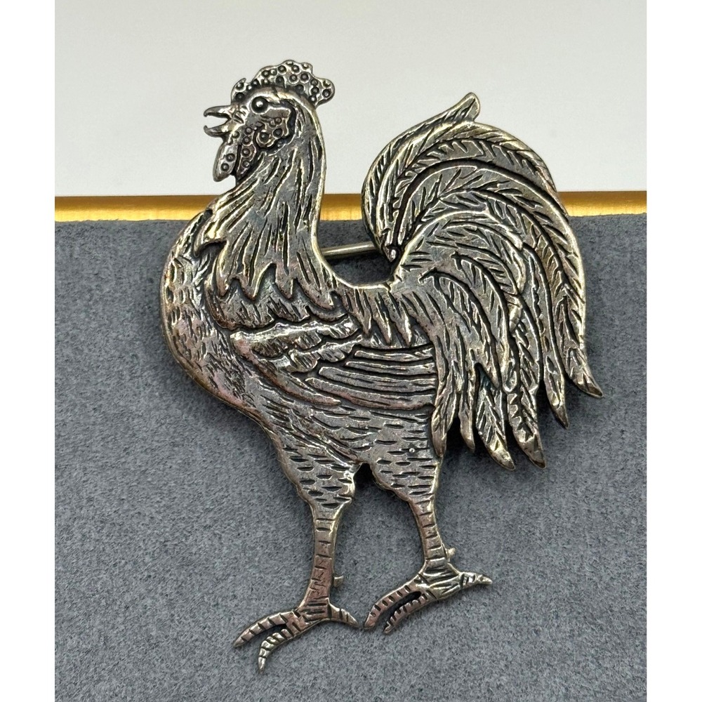 Sterling‎ Silver Rooster Brooch GFMW Great Falls Metal Works Pin